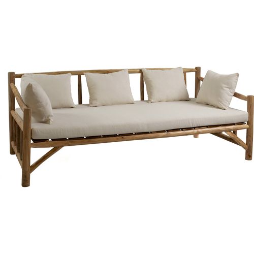 Canapé En Teck Naturel Avec Coussins Confortables