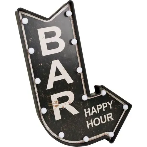 Plaque Décorative LED Noire Flèche Ambiance Bar Happy Hour
