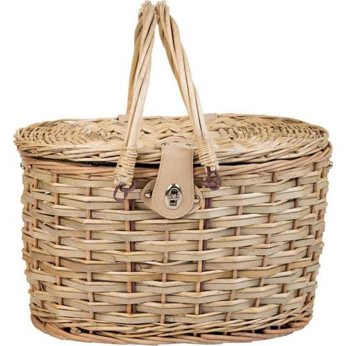 Panier Pique Nique En Osier Gris Avec Service Pour Deux Personnes