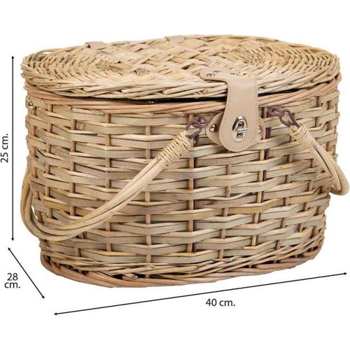 Panier Pique Nique En Osier Gris Avec Service Pour Deux Personnes