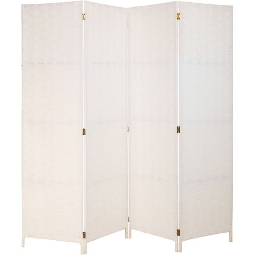 Paravent Décoratif Tressé En Papier Blanc Élégant