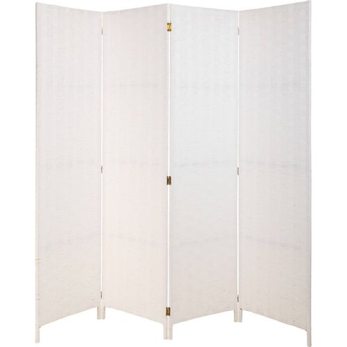 Paravent Décoratif Tressé En Papier Blanc Élégant