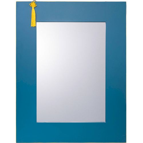 Miroir Mural Rectangulaire Bleu Contemporain Cadre Métal