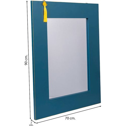 Miroir Mural Rectangulaire Bleu Contemporain Cadre Métal