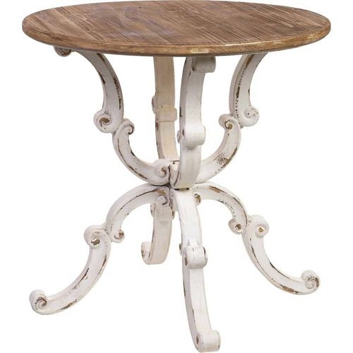 Table Ronde Romantique Bois Blanc Vieilli Esprit Vintage