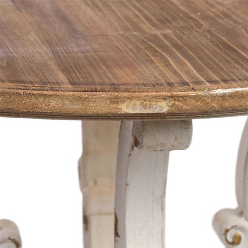 Table Ronde Romantique Bois Blanc Vieilli Esprit Vintage