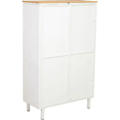 Vitrine Blanche Métal Et Bois Style Classique Portes Vitrées