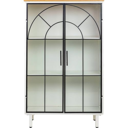 Vitrine Blanche Métal Et Bois Style Classique Portes Vitrées