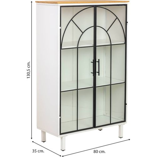 Vitrine Blanche Métal Et Bois Style Classique Portes Vitrées