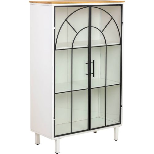 Vitrine Blanche Métal Et Bois Style Classique Portes Vitrées