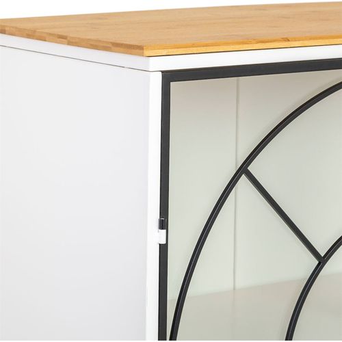 Vitrine Blanche Métal Et Bois Style Classique Portes Vitrées