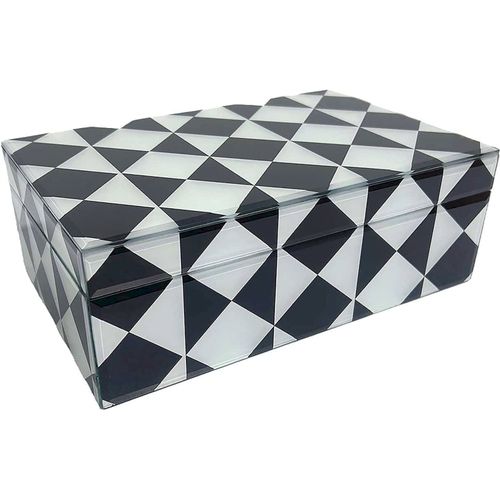 Boîte De Rangement Design Verre Et Mdf Noir Blanc élégant