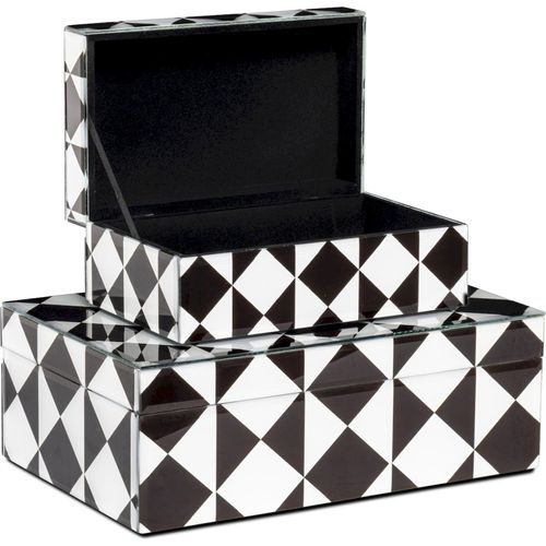 Boîte De Rangement Design Verre Et Mdf Noir Blanc élégant