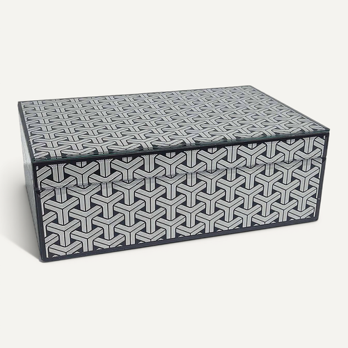 Boîte De Rangement Design Noir Et Blanc Motif Géométrique Verre - Boite ...