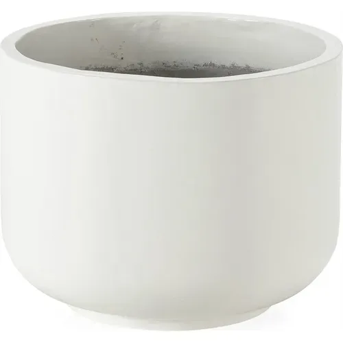 Cache Pot Rond Blanc En Fibres Ciment Finition Brillante Design épuré