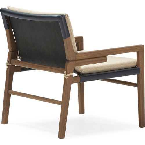 Fauteuil Teck Cuir Tissu Design Naturel Et Confort Camel Noir