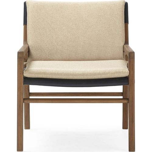 Fauteuil Teck Cuir Tissu Design Naturel Et Confort Camel Noir