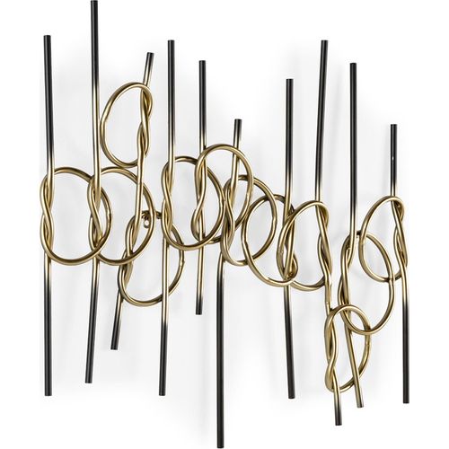 Sculpture Murale Métal Doré Et Noir Design Contemporain