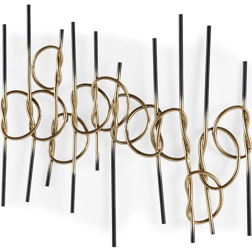 Sculpture Murale Métal Doré Et Noir Design Contemporain