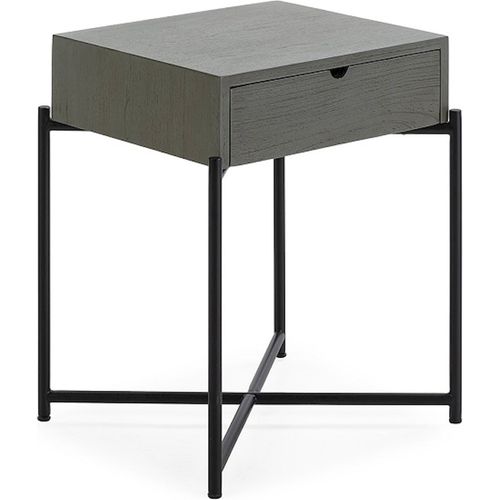 Table De Chevet Bois Mindi Et Métal Gris Noir Style Industriel