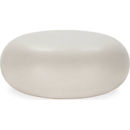 Table Basse Ronde Effet Ciment Blanc Style Contemporain épuré