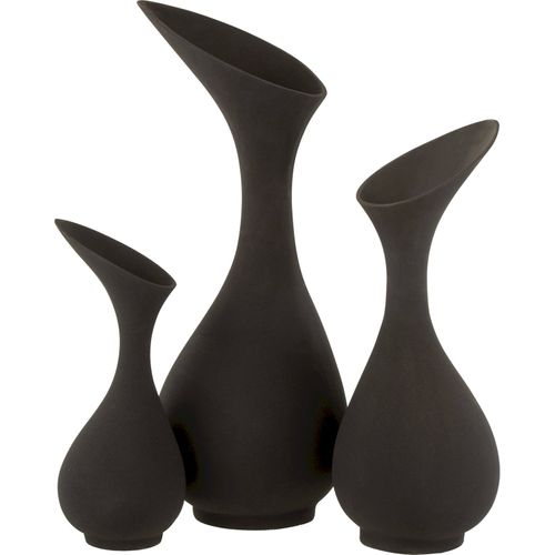 Vase Design Rugueux En Aluminium Noir élégant Pour Salon