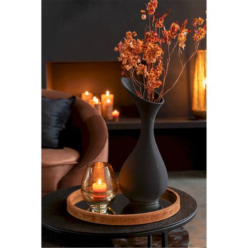 Vase Design Rugueux En Aluminium Noir élégant Pour Salon