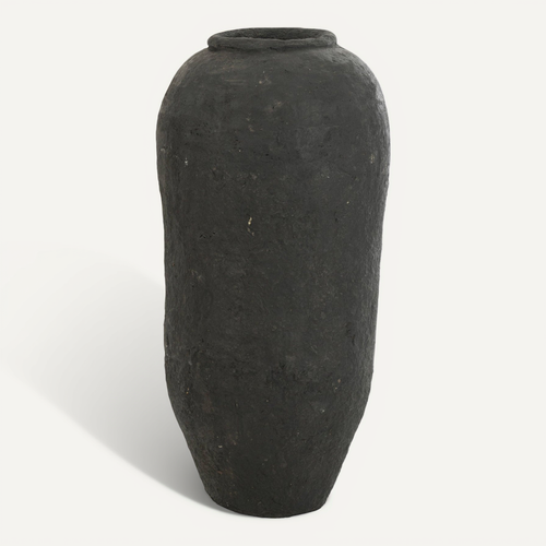 Vase Noir En Papier Mâché Style Artisanal Chic Pour Décoration