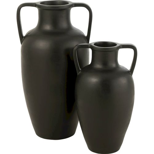 Vase Terracotta Noir à Deux Anses Esprit Méditerranéen élégant