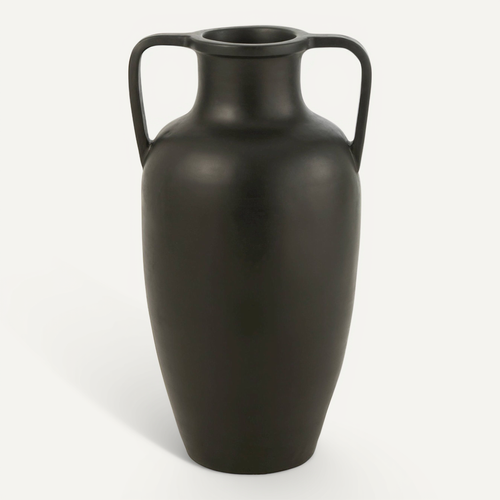 Vase Terracotta Noir à Deux Anses Esprit Méditerranéen élégant