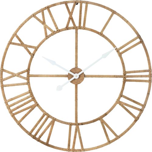 Horloge Murale Style Roman En Rotin Naturel Et Métal Raffiné