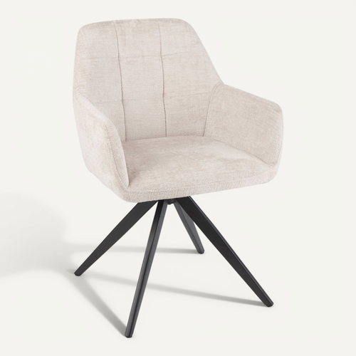 Chaise Lounge Acier Et Tissu Ivoire Confort Moderne