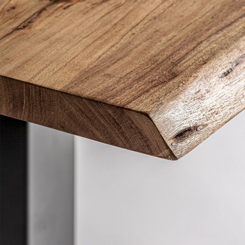 Table De Bar Industrielle En Bois D'acacia Finition Naturelle Marron