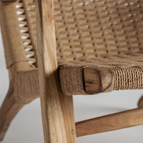 Fauteuil En Teck Et Rotin Style Colonial Marron Finition Teintée