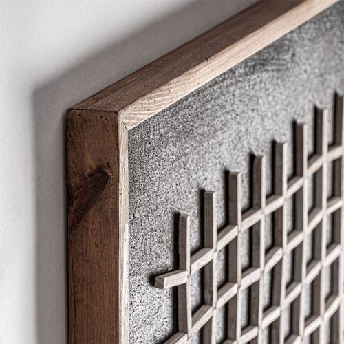 Panneau Décoratif Contemporain Bois Foncé Finition Vieillie