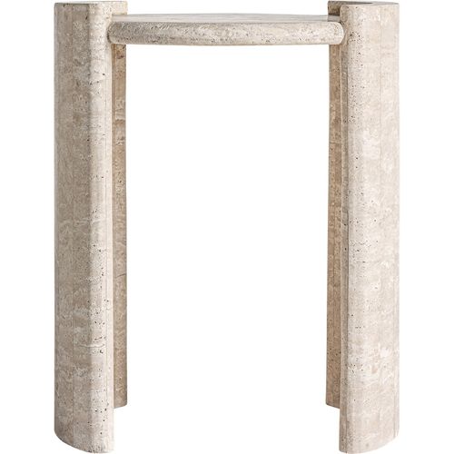 Table d'appoint Art Déco En Travertin Beige Finition Marbrée Élégante