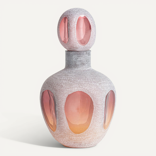 Vase Contemporain En Verre Rose Translucide Décoratif
