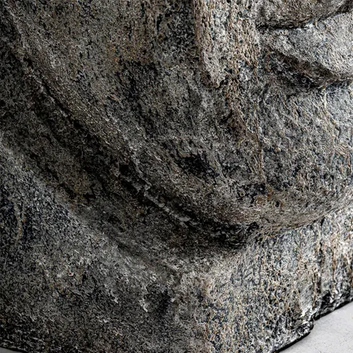 Sculpture Orientale En Ciment Gris Vieilli Style Authentique