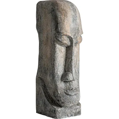 Sculpture Orientale En Ciment Gris Vieilli Style Authentique