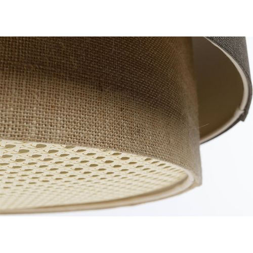 Suspension Boho élégant En Tissu Structuré Et Diffuseur Rotin D. 50 Cm - H31 Cm Beige