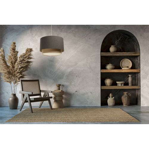Suspension Boho élégant En Tissu Structuré Et Diffuseur Rotin D. 50 Cm - H31 Cm Beige