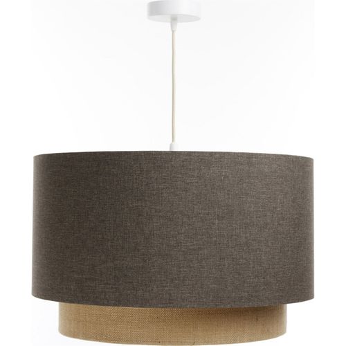 Suspension Boho élégant En Tissu Structuré Et Diffuseur Rotin D. 50 Cm - H31 Cm Beige