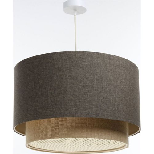 Suspension Boho élégant En Tissu Structuré Et Diffuseur Rotin D. 50 Cm - H31 Cm Beige
