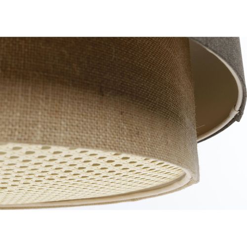 Suspension Boho élégant En Tissu Structuré Et Diffuseur Rotin D. 50 Cm - H31 Cm Beige