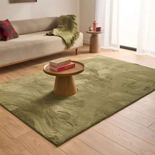 Tapis Vert Uni Très Doux Antidérapant Lavable 200 X 290 Cm Vert