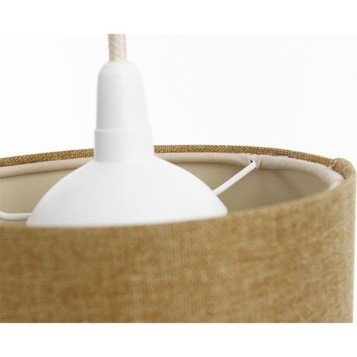 Suspension Bohème En Lin Naturel Effet Rotin Ambiance Chaleureuse D. 15 Cm - H20 Cm Beige
