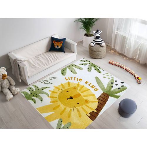 Tapis Enfant Lion Jaune Doux Lavable Antiallergie 160 X 115 Cm Jaune