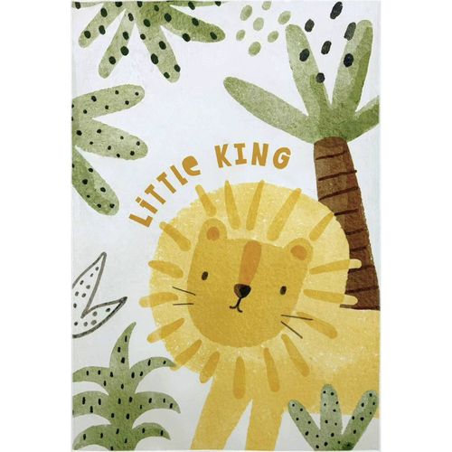 Tapis Enfant Lion Jaune Doux Lavable Antiallergie 160 X 115 Cm Jaune