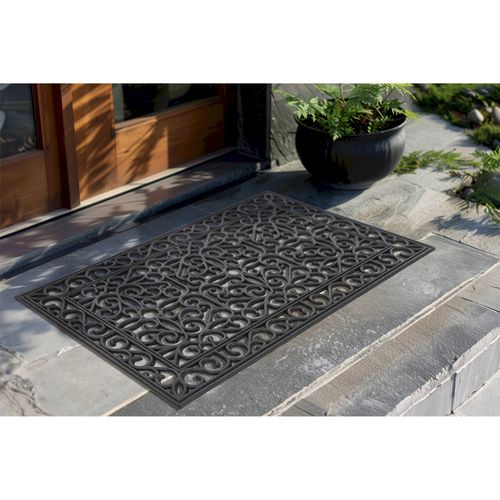 Tapis De Porte En Caoutchouc Noir Antidérapant Intérieur Extérieur