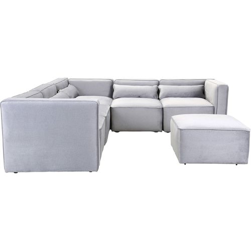 Pouf Modulable En Velours Gris Argenté Pour Salon